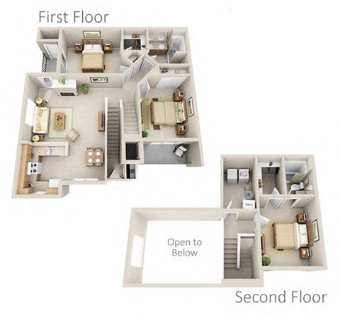 Floor plan for 3 beds, 2 baths, 1450 sqft